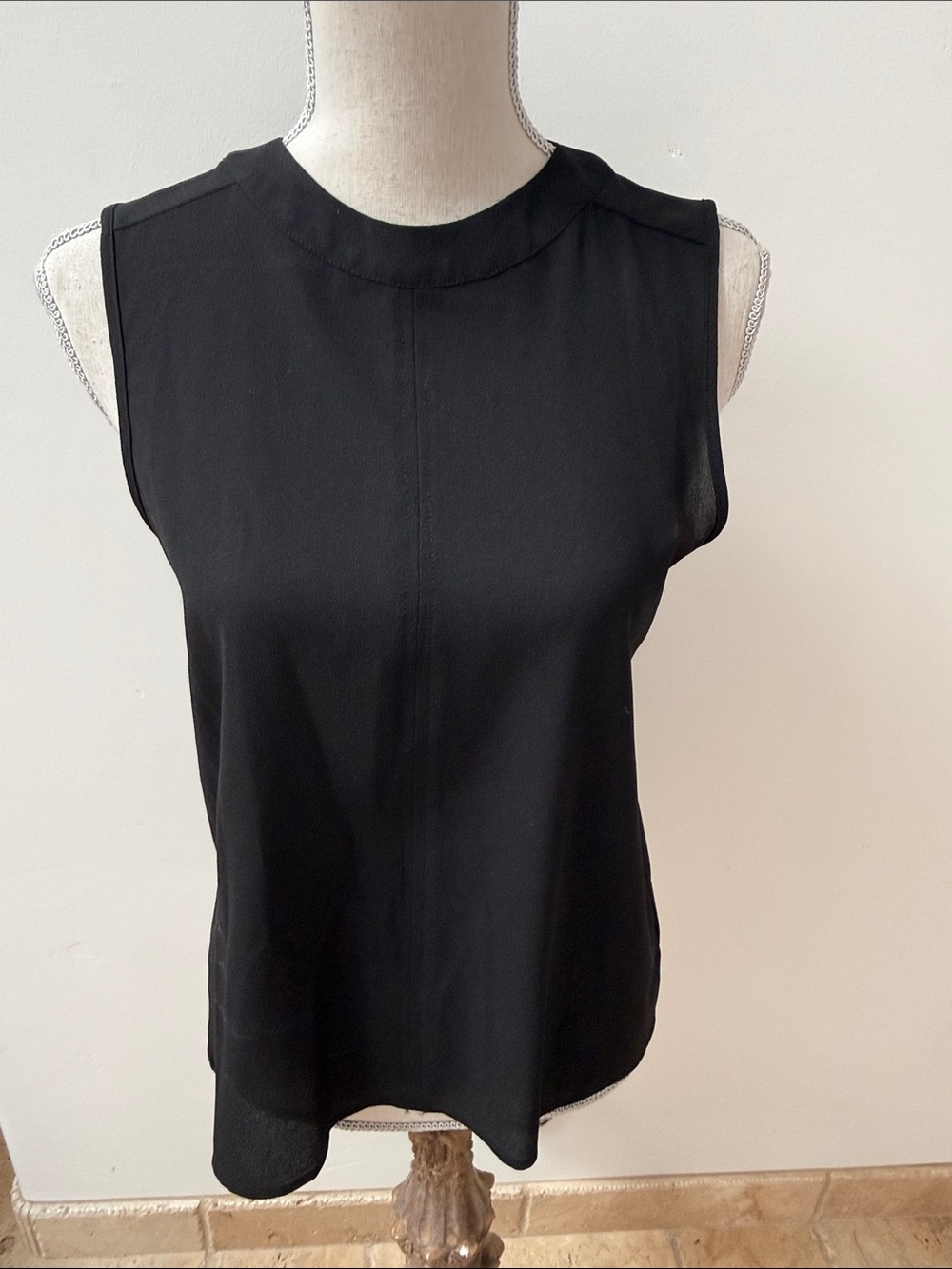 Paper Crane Black Sleeveless Crewneck Tunic Top, small, EUC